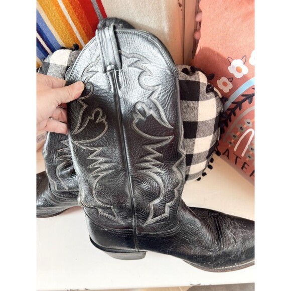 Larry Mahan Vintage Bullhide Round Toe Cowboy Boots Mens 10 D Western - Picture 5 of 14